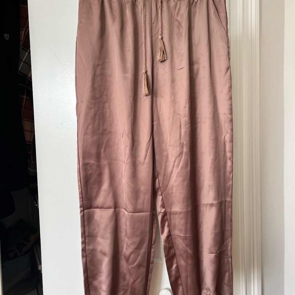 Allegra K Women's Tan Satin Joggers